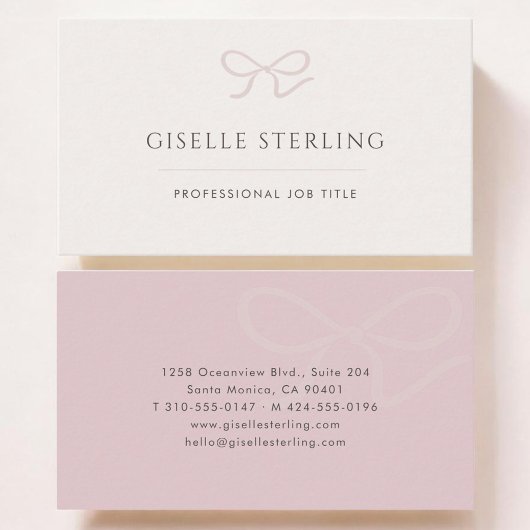 ピンクのクォレット ボウ 名刺