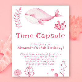 ピンクのクジラのタイムカプセル 1歳の誕生日 ポスター