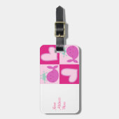 ピンクのクジラのハートパターン ラゲッジタグ (正面縦)