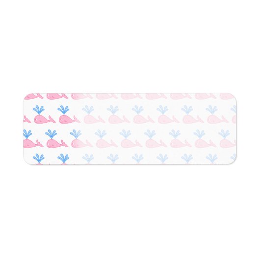 ピンクのクジラのパターン。 ラベル (正面)