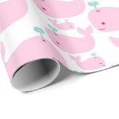 ピンクのクジラの子供部屋のプリント ラッピングペーパー (ロールコーナー)