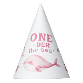 ピンクのクジラの海の1歳の誕生日  パーティーハット