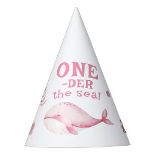ピンクのクジラの海の1歳の誕生日  パーティーハット