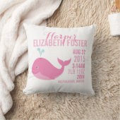 ピンクのクジラの誕生の発表の子供部屋の枕 クッション (ブランケット)
