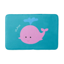 ピンクのクジラグラフィックバスマット