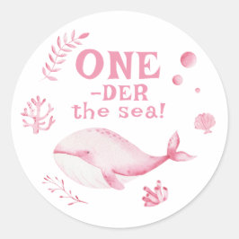 ピンクのクジラ ワンダーの海 1歳の誕生日 ラウンドシール