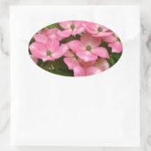 ピンクのクソサドッグウッドの花プリント 楕円形シール (バッグ)