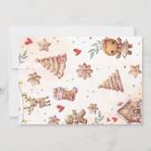 ピンクのクッキーとクリスマスの誕生日写真ありがとうカード 招待状 (裏面)