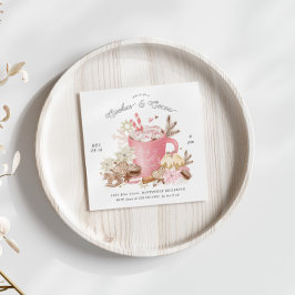 ピンクのクッキーとココアのホリデーパーティー招待状 招待状