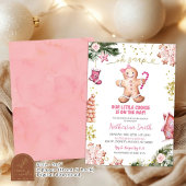 ピンクのクッキージンジャーブレッドOhスナップ赤ちゃんシャワー 招待状