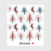 ピンクのクッキー型クリスマスツリーステッカーセット シール (シート)