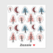 ピンクのクッキー型クリスマスツリーステッカーパック シール (シート)