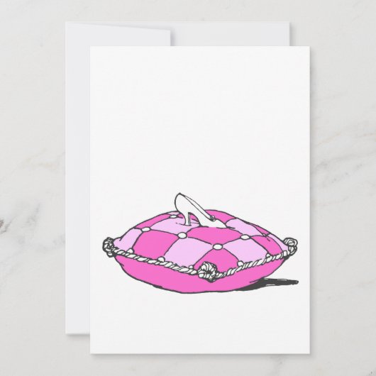 ピンクのクッション上のシンデレラの靴 ヴィンテージアート (正面)