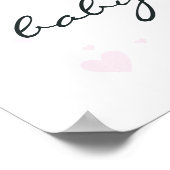 ピンクのクマかわいい赤ちゃんシャワー歓迎サイン ポスター (角)