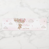 ピンクのクマのバルーンベビーシャワー ペットボトルラベル (シングルラベル)