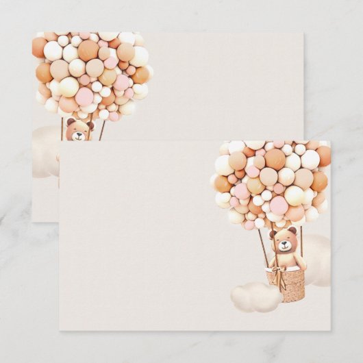 ピンクのクマのバルーン空白のエンクロージャカード エンクロージャーカード (正面/裏面)