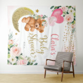 ピンクのクマのバルーン赤ちゃんシャワーのサイン タペストリー (インサイチュ(横))