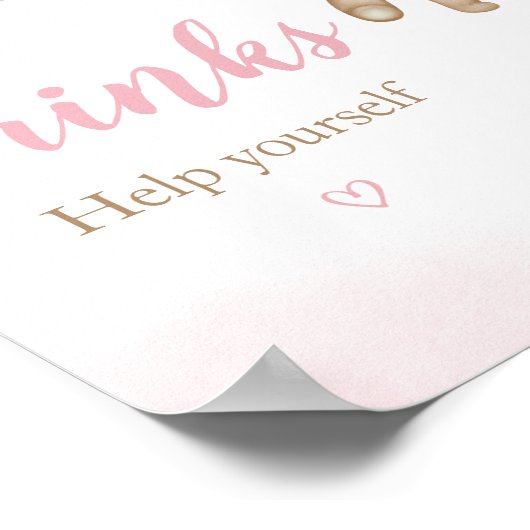 ピンクのクマのバルーン赤ちゃんシャワードリンク ポスター (角)