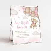 ピンクのクマのバルーン赤ちゃんシャワー深夜おむつ ポスター