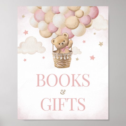 ピンクのクマの本や贈り物を心から待つことができる ポスター (正面)