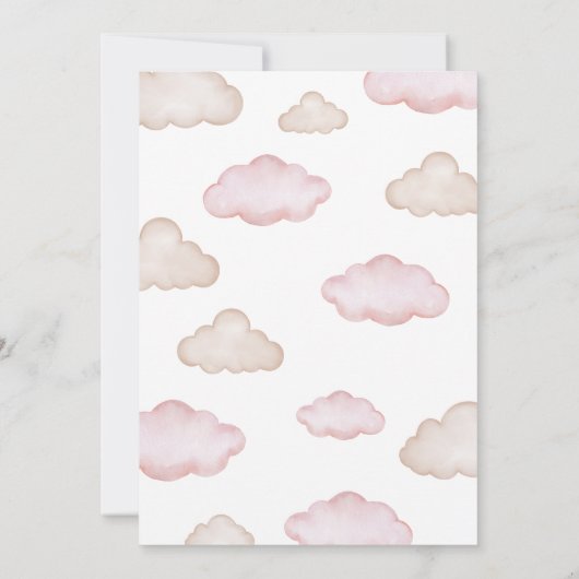 ピンクのクマの気球bearly待ち赤ちゃんシャワー 招待状 (裏面)