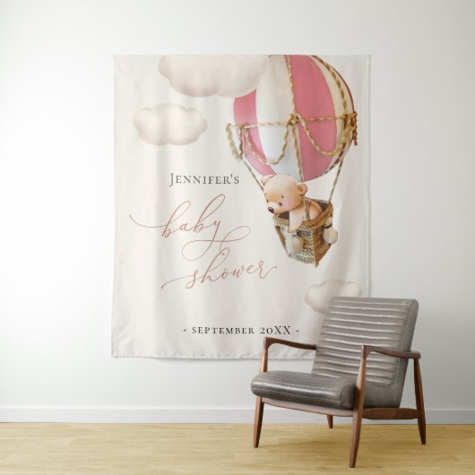 ピンクのクマの風船 タペストリー (インサイチュ)