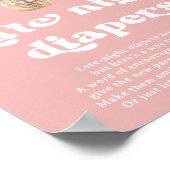 ピンクのクマ赤ちゃんシャワーゲーム深夜おむつ ポスター (角)