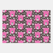 ピンクのクマ、クマの足、木の森のWr ラッピングペーパーシート (正面)