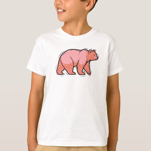 ピンクのクマ ポップアート Tシャツ (正面)