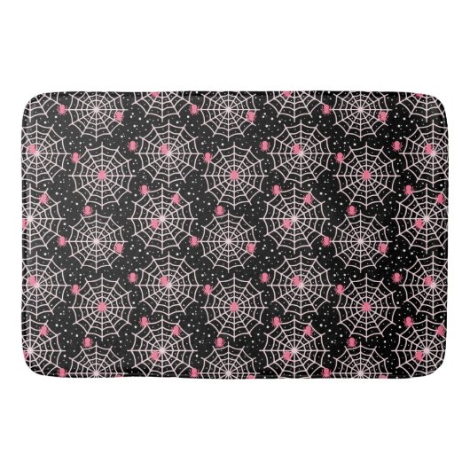 ピンクのクモとくもの巣 バスマット (正面)