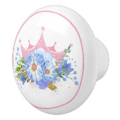 ピンクのクラウンと花の引き出しプルノブ セラミックノブ (右)