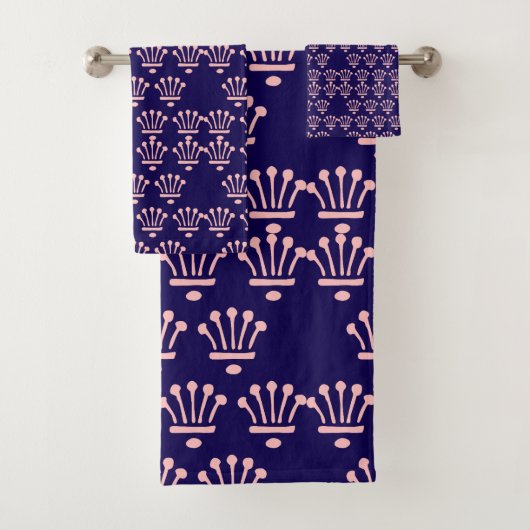 ピンクのクラウン ダークブルー バスタオルセット (インサイチュ)