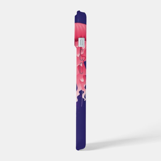 ピンクのクラゲ iPhone 15ケース (左側面)