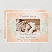 ピンクのクラシックな女の赤ちゃんの誕生の発表 案内状 (正面/裏面)