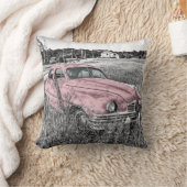 ピンクのクラシックな車 クッション (ブランケット)