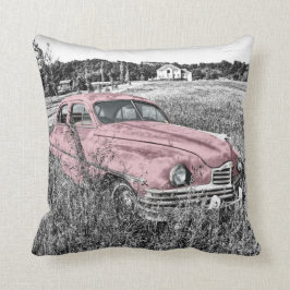 ピンクのクラシックな車 クッション