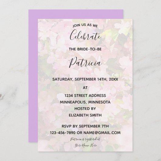 ピンクのクラッパーズブライダルシャワー招待状 招待状 (正面/裏面)