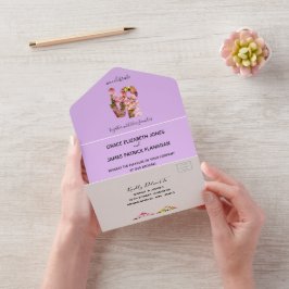 ピンクのクラップリングが一挙式で花開く オールインワン招待状