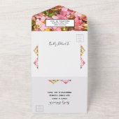 ピンクのクラップリングが一挙式で花開く オールインワン招待状 (外側)