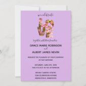 ピンクのクラベリンが愛結婚の 招待状 (正面)