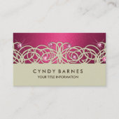 ピンクのクリスタルとレースの名刺 名刺 (正面)