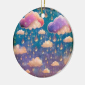 ピンクのクリスタルの雨雲 セラミックオーナメント (左)