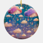 ピンクのクリスタルの雨雲 セラミックオーナメント (裏面)