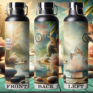 ピンクのクリスタル禅のロゴ ウォーターボトル