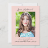 ピンクのクリスチャン卒業写真発表 案内状 (正面)