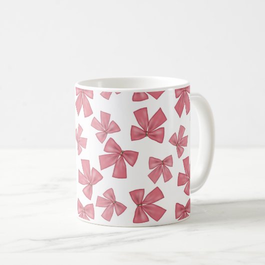 ピンクのクリスマスがコーヒーマグを弓 コーヒーマグカップ (正面右)