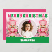 ピンクのクリスマスくるみ割り子の写真 シーズンカード (正面/裏面)