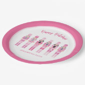 ピンクのクリスマスくるみ割り ペーパープレート (アングル)