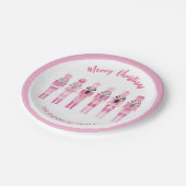 ピンクのクリスマスくるみ割り ペーパープレート (アングル)