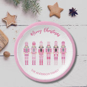 ピンクのクリスマスくるみ割り ペーパープレート